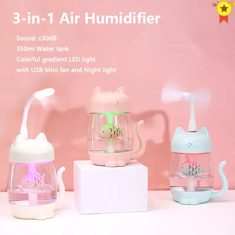 in 1 Ultrasonic Mini Air Humidifier 350ML Humidify Home Car USB Fogger Mist Maker with LED Night Lamp Mini fan New humidifier
in 1 Ultrasonic Mini Air Humidifier 350ML Humidify Home Car USB Fogger Mist Maker with LED Night Lamp Mini fan New humidifier