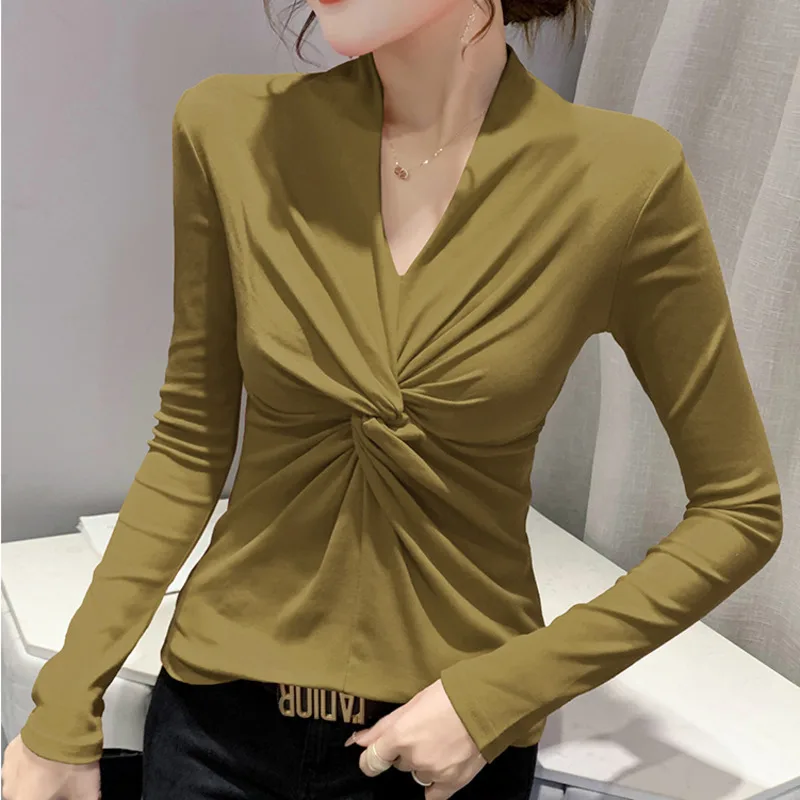 #8108 Wrap T Shirt Women V-neck Sexy Stretch Cotton Slim Women's Tee Shirt Solid Color Korean Style Long Sleeve Women's T-shirt
#8108 Wrap T Shirt Women V-neck Sexy Stretch Cotton Slim Women's Tee Shirt Solid Color Korean Style Long Sleeve Women's T-shirt