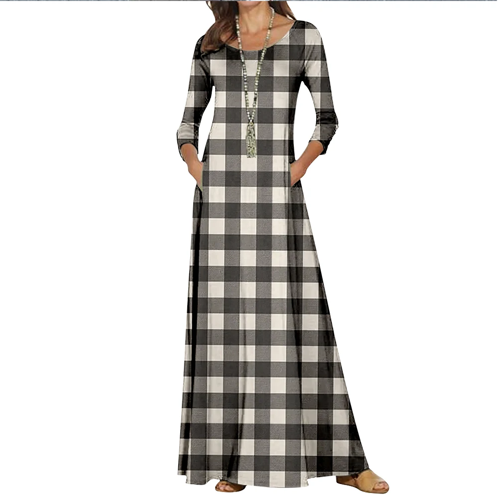 Oversized New Spring summer Women's O-neck Long Dress Casual Loose Long-sleeved Plaid Printing Women's Tunic Jacket Women's Robe
Oversized New Spring summer Women's O-neck Long Dress Casual Loose Long-sleeved Plaid Printing Women's Tunic Jacket Women's Robe