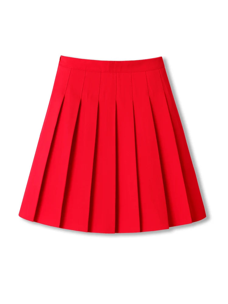 

Golf Autumn Red Pleated Skirt Skirt A- Line Skirt Fluffy Umbrella