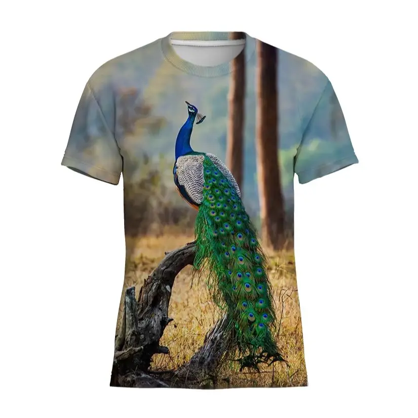 Cool Summer Men's Fashion Short Sleeve Animal Series Peacock 3D Print Large Round Neck Sports Loose Casual T-shirt Personalized
Cool Summer Men's Fashion Short Sleeve Animal Series Peacock 3D Print Large Round Neck Sports Loose Casual T-shirt Personalized