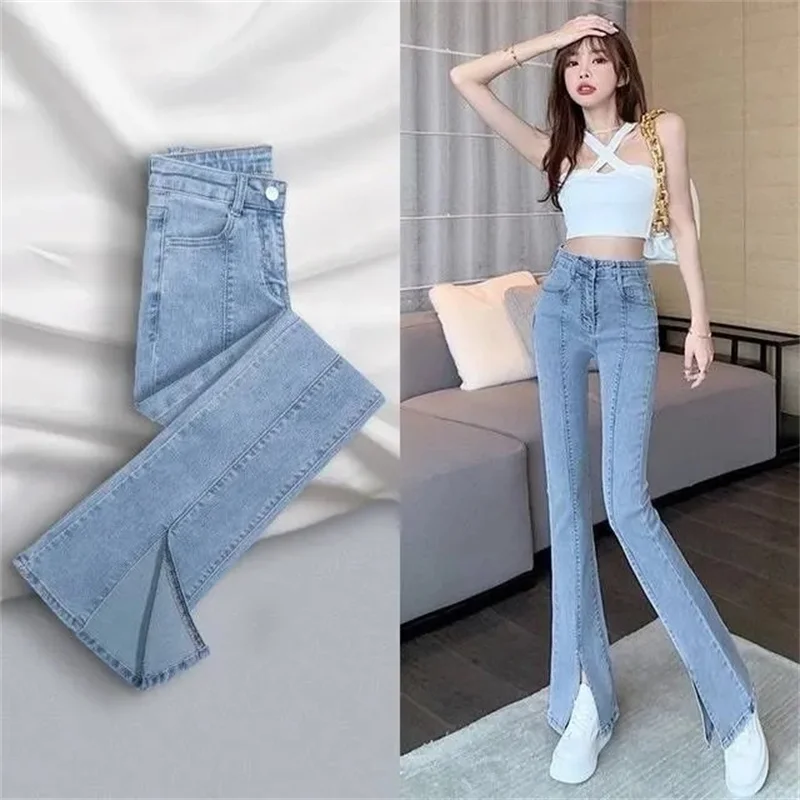 Fashion Thin Spring Summer High-Waist Straight Jeans Pants Women Loose Korean Version Student Wide-Leg Split Denim Trousers Gift
Fashion Thin Spring Summer High-Waist Straight Jeans Pants Women Loose Korean Version Student Wide-Leg Split Denim Trousers Gift