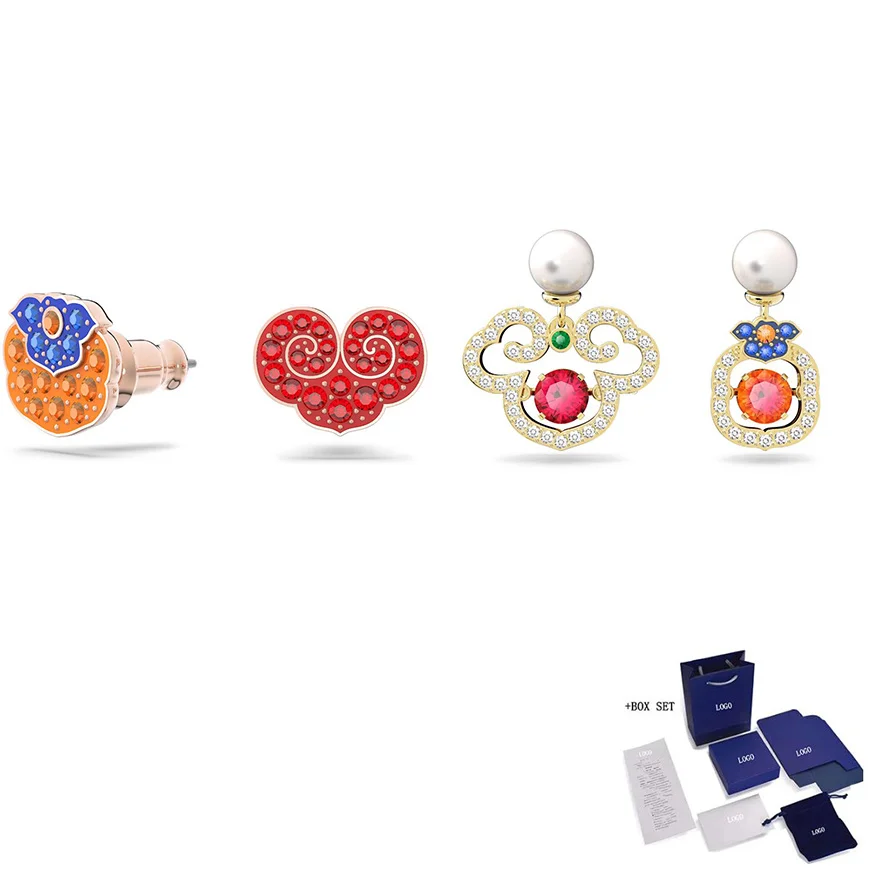 Chinese Cultural Heritage Vintage Design SWA New GRATIA Earrings Red and Orange Crystal Wedding Engagement Women's Lucky Jewelry
Chinese Cultural Heritage Vintage Design SWA New GRATIA Earrings Red and Orange Crystal Wedding Engagement Women's Lucky Jewelry