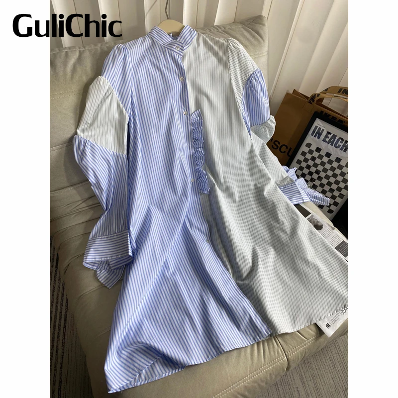9.5 GuliChic Women Temperament Irregular Striped Contrast Color Ruffle Design Loose Shirt Dress
9.5 GuliChic Women Temperament Irregular Striped Contrast Color Ruffle Design Loose Shirt Dress