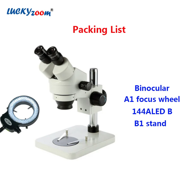 Professional 7X-45X Table Pillar Stand Binocular Stereo Zoom Microscope Inspection PCB Microscopio 144 Led Ring Light
Professional 7X-45X Table Pillar Stand Binocular Stereo Zoom Microscope Inspection PCB Microscopio 144 Led Ring Light