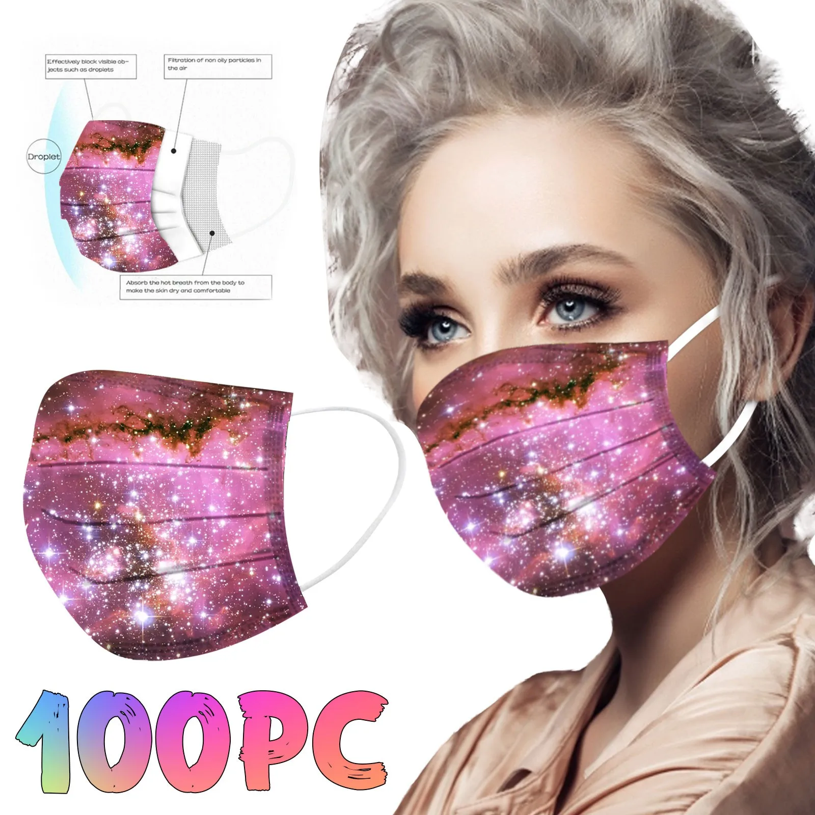 50/100pcs Stereo Disposable Face Mask Three-layer Masks For Adult Pink Starry Sky Summer Breathable Mascarilla Protective Mask 
50/100pcs Stereo Disposable Face Mask Three-layer Masks For Adult Pink Starry Sky Summer Breathable Mascarilla Protective Mask