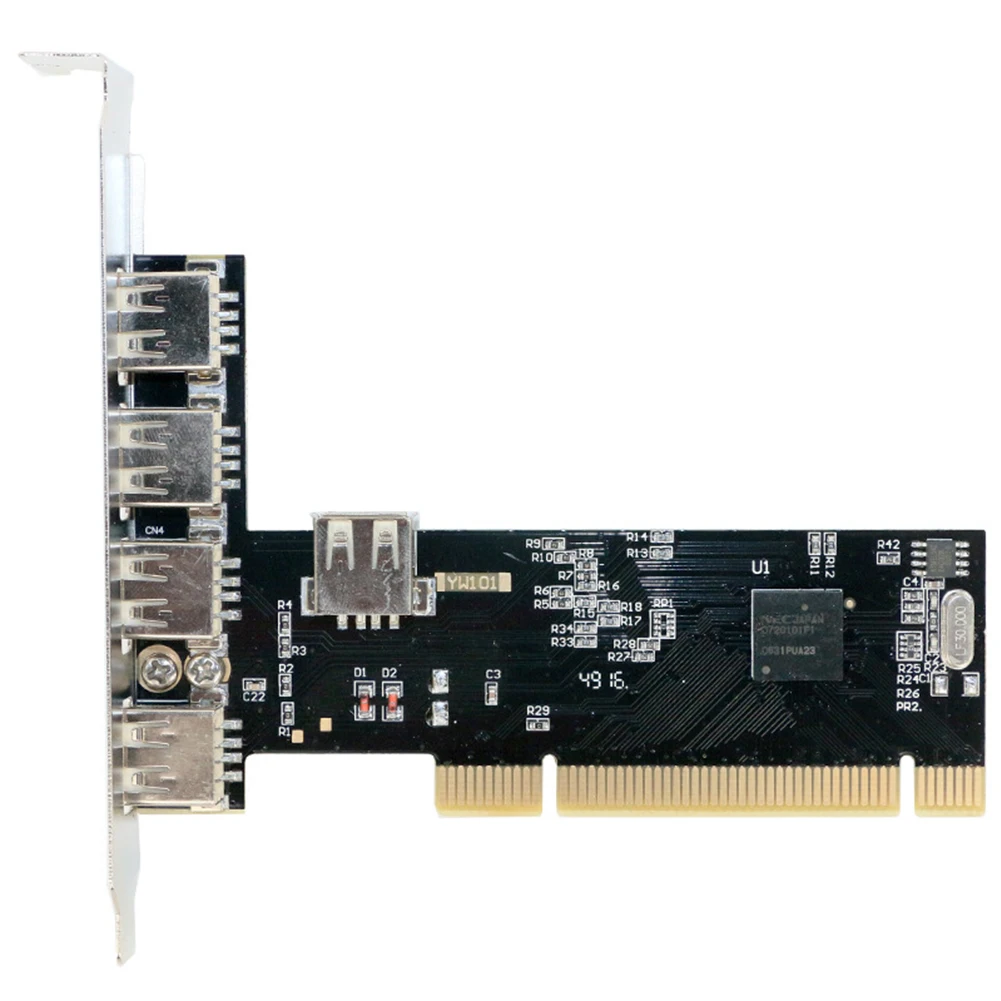 

480Mbps Adaptor 5 Ports High Speed USB 2.0 Expansion Black Durable Desktop Converter Accessories Controller PCI Card Internal