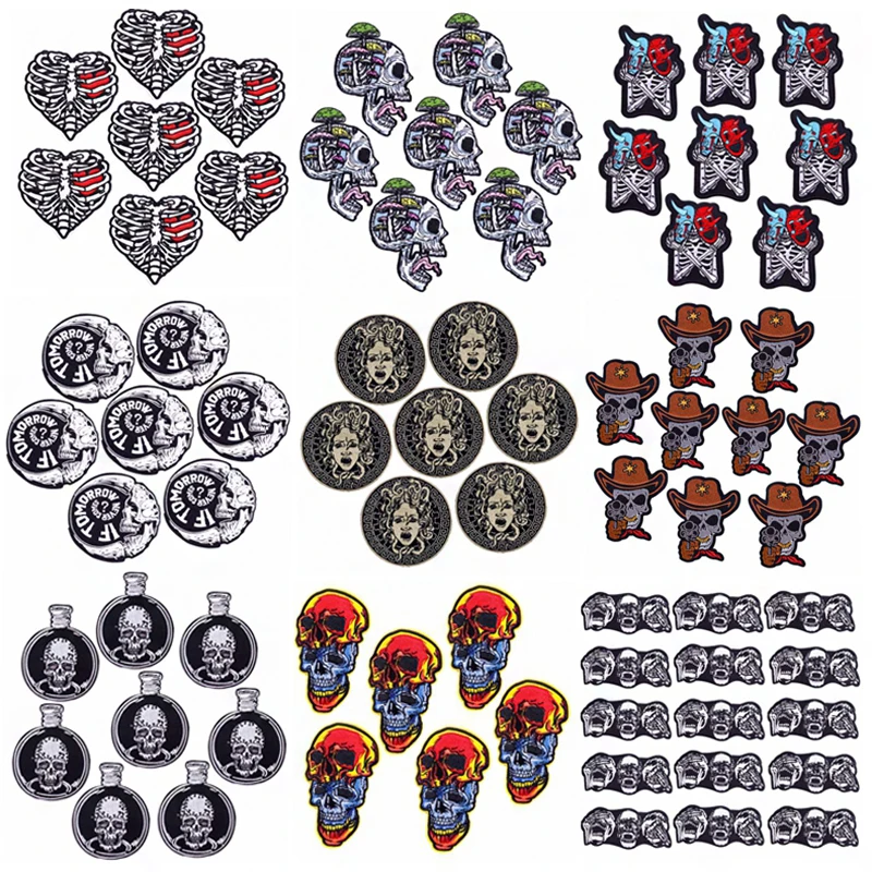 Prajna 10PCS Wholesale Punk Iron On Patches DIY Embroidery Patches For Clothing Stickers Skull Badge Applique Patches On Clothes
Prajna 10PCS Wholesale Punk Iron On Patches DIY Embroidery Patches For Clothing Stickers Skull Badge Applique Patches On Clothes