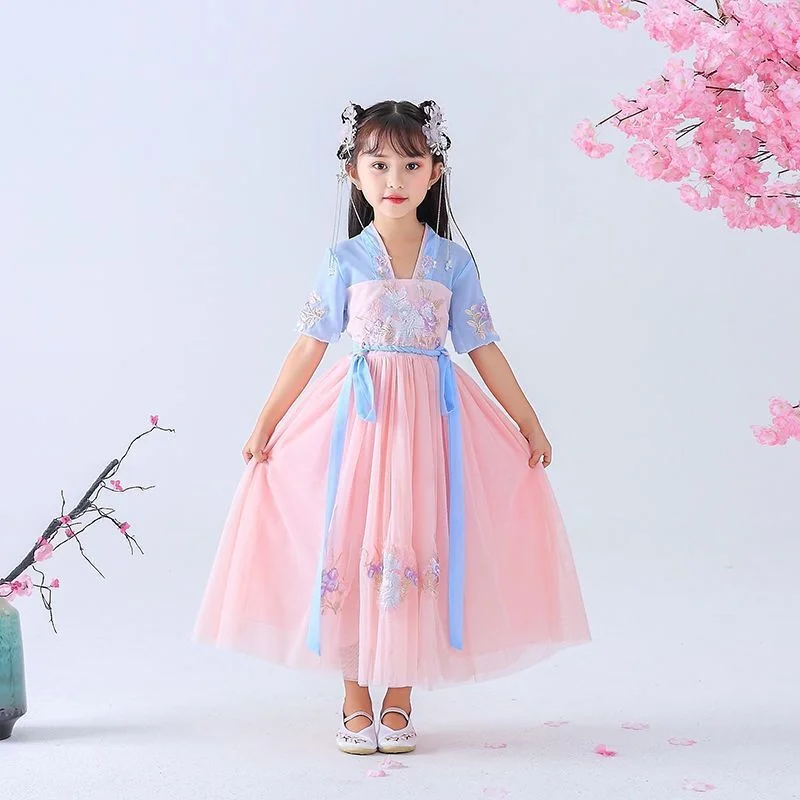 

2021 старинные восточные китайские костюмы ханьфу для девочек традиционное китайское платье Детская сказочная одежда династии Тан