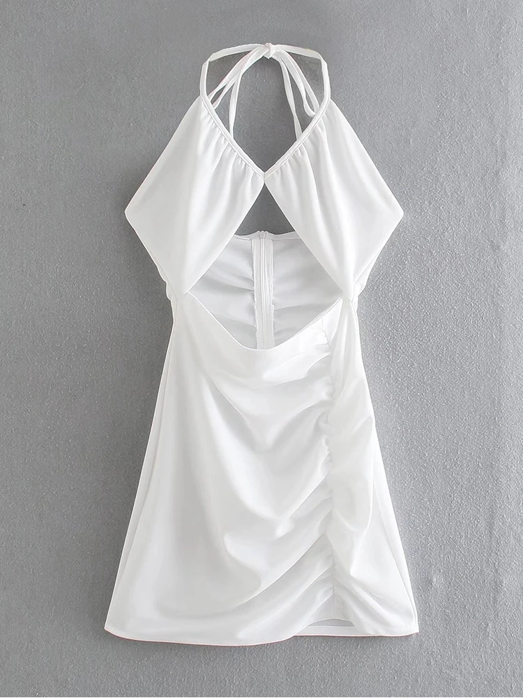 Женское ажурное платье с лямкой на шее, белое платье-мини без рукавов, с открытой спиной и складками, лето 2022
Женское ажурное платье с лямкой на шее, белое платье-мини без рукавов, с открытой спиной и складками, лето 2022