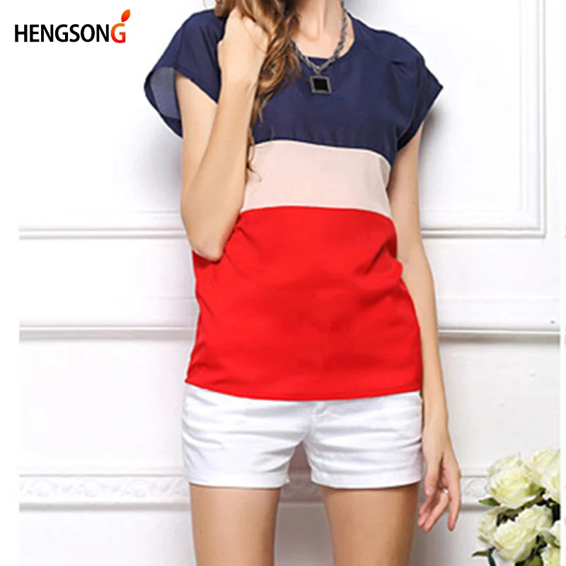 Multi Color Spliced Chiffon Women Shirts Tees Tops Summer O-neck Short Sleeve Shirt For Women Fashion Chiffon Shirt
Multi Color Spliced Chiffon Women Shirts Tees Tops Summer O-neck Short Sleeve Shirt For Women Fashion Chiffon Shirt