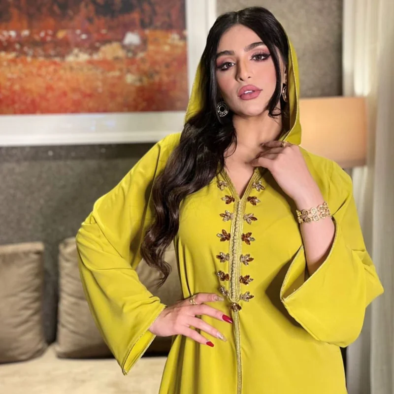 Diamond Ribbon Hooden Dress Abaya Dubai for Women Caftan Marocain Kaftan Islam Eid Mubarak Robe Dress Elegant Muslim Dress Abaya
Diamond Ribbon Hooden Dress Abaya Dubai for Women Caftan Marocain Kaftan Islam Eid Mubarak Robe Dress Elegant Muslim Dress Abaya