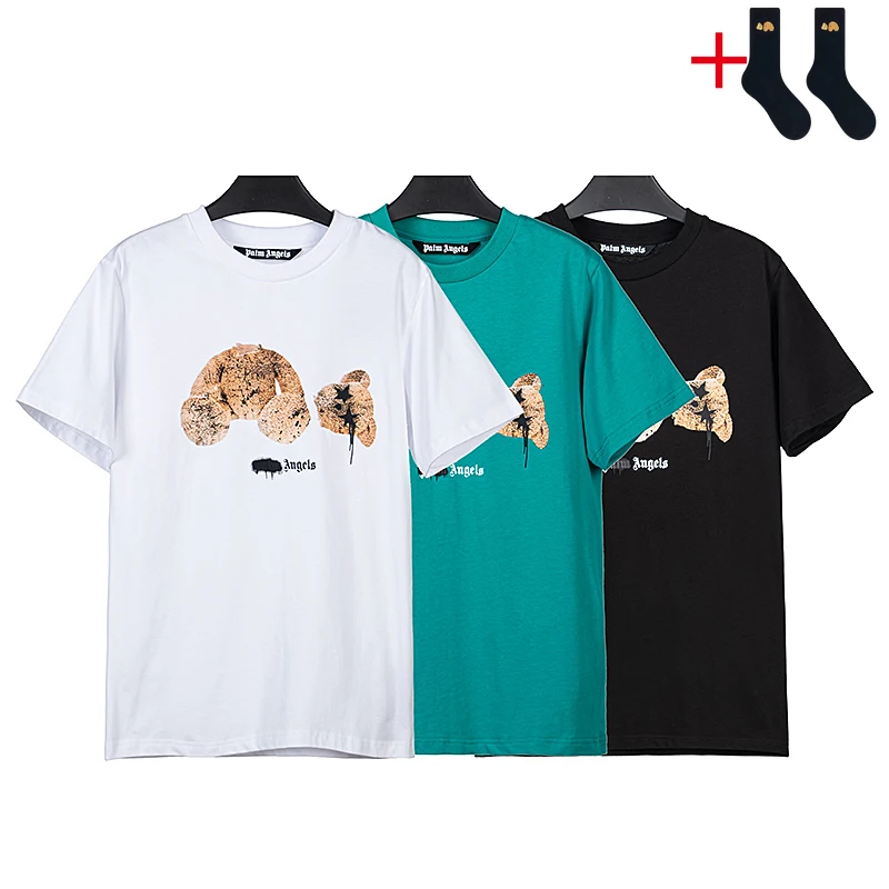 Palm Angels Men Women Loose T-Shirt Cartoon Little Bear Couples Fashion Casual Round Neck T-Shirt Cotton Casual T-Shirt+socks
Palm Angels Men Women Loose T-Shirt Cartoon Little Bear Couples Fashion Casual Round Neck T-Shirt Cotton Casual T-Shirt+socks