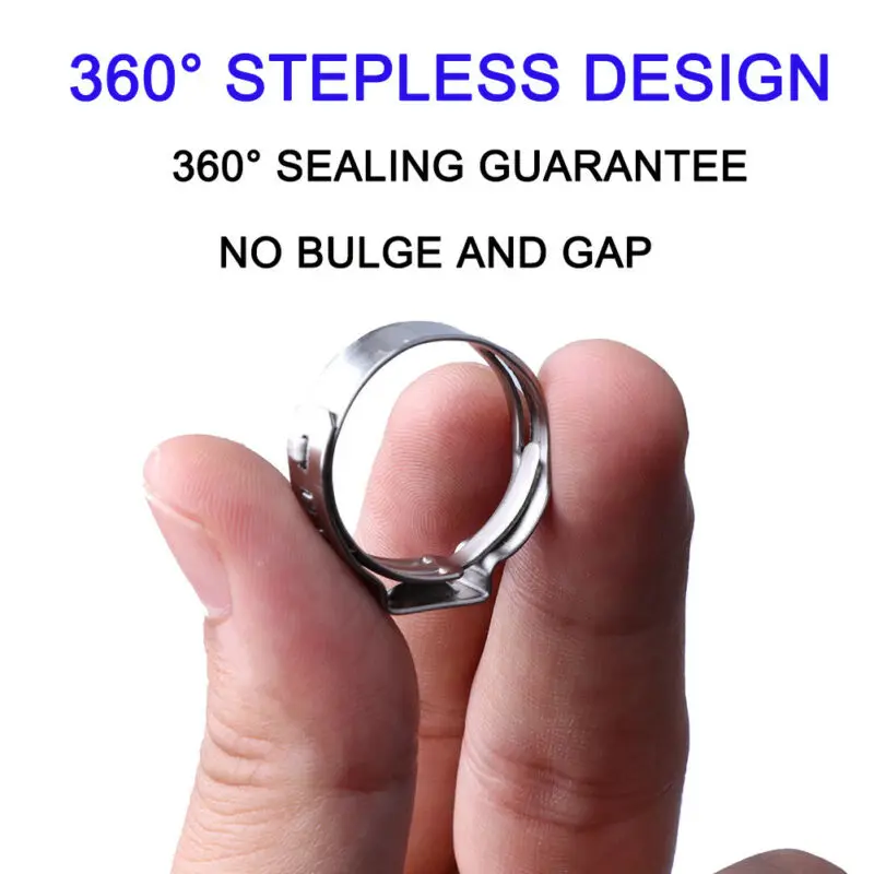 Stepless Hose Clamp Pipe 140Pcs 304 Stainless Steel 7 Sizes 7-21mm Corrosion resistance Equipment Kit Single Ear
Stepless Hose Clamp Pipe 140Pcs 304 Stainless Steel 7 Sizes 7-21mm Corrosion resistance Equipment Kit Single Ear