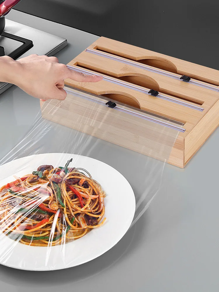 Kitchen Cling Film Holder Refillable Food Wrap Dispenser Tin Foil Storage Roll Cling Film Organizer With Slid Cutter
Kitchen Cling Film Holder Refillable Food Wrap Dispenser Tin Foil Storage Roll Cling Film Organizer With Slid Cutter