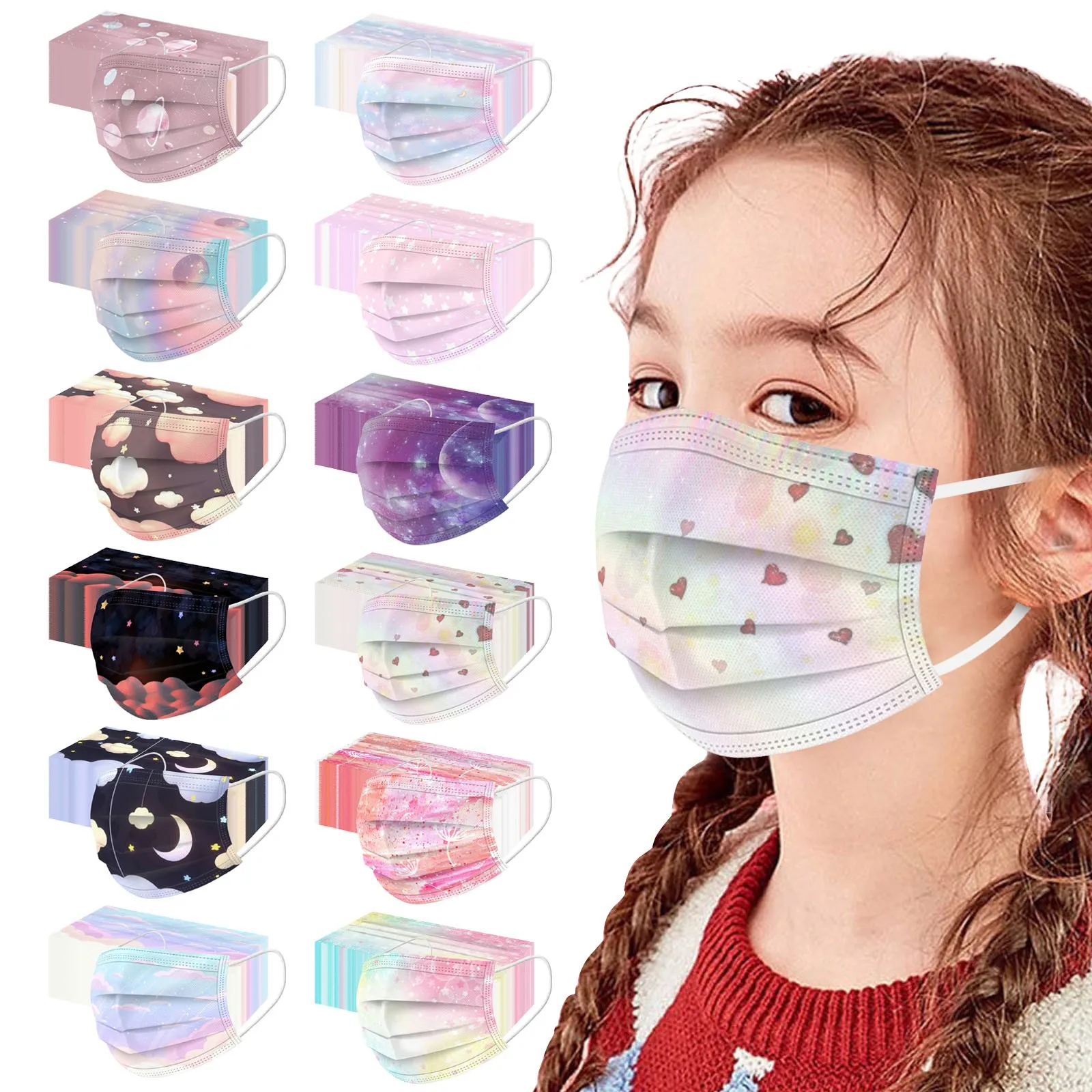 50pcs Planet Pink Kids Mouth Cover Tie Dyes Nebula Disposable Girls Boys Face Mask Non Woven Ultrathin Breathable Children Masks
50pcs Planet Pink Kids Mouth Cover Tie Dyes Nebula Disposable Girls Boys Face Mask Non Woven Ultrathin Breathable Children Masks