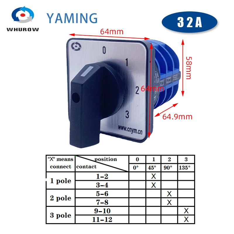 Переключатель 0-3 положения 20/25/32A Трехуровневая ручка Поворотные кулачковые выключатели Прерыватель двигателя LW26 YMW26-32/3
Переключатель 0-3 положения 20/25/32A Трехуровневая ручка Поворотные кулачковые выключатели Прерыватель двигателя LW26 YMW26-32/3