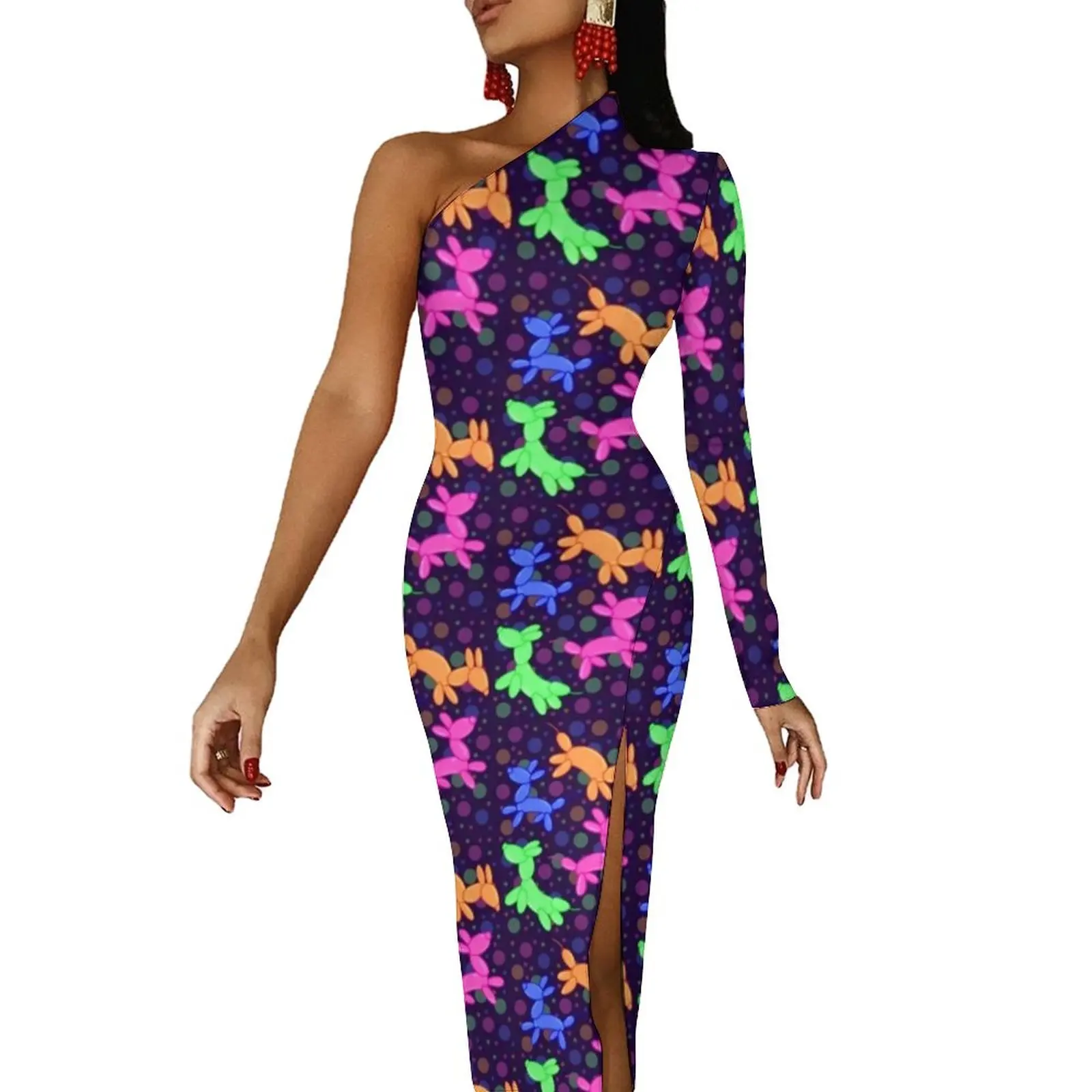 Colorful Balloon Dog Bodycon Dress Autumn Cartoon Animal Print Pretty High Slit Long Dresses Long Sleeve Design Aesthetic Dress
Colorful Balloon Dog Bodycon Dress Autumn Cartoon Animal Print Pretty High Slit Long Dresses Long Sleeve Design Aesthetic Dress
