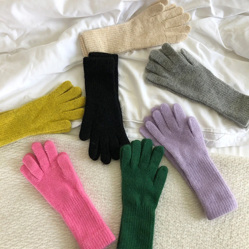 Solid Color Knitted Woolen Gloves Autumn Winter Warm Long Gloves Mid-Length Knitting Full Finger Mittens Outdoor Women Gloves
Solid Color Knitted Woolen Gloves Autumn Winter Warm Long Gloves Mid-Length Knitting Full Finger Mittens Outdoor Women Gloves
