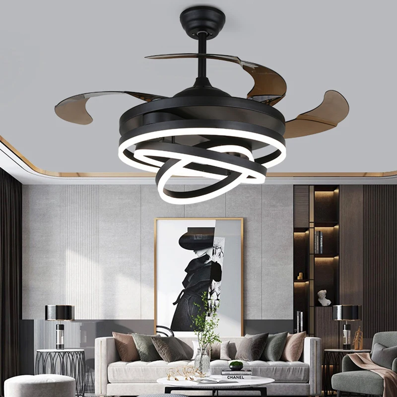 

Художественная люстра, светодиодная Подвесная лампа, потолочный вентилятор с подсветкой в скандинавском стиле без лезвий, декоративные вентиляторы для спальни