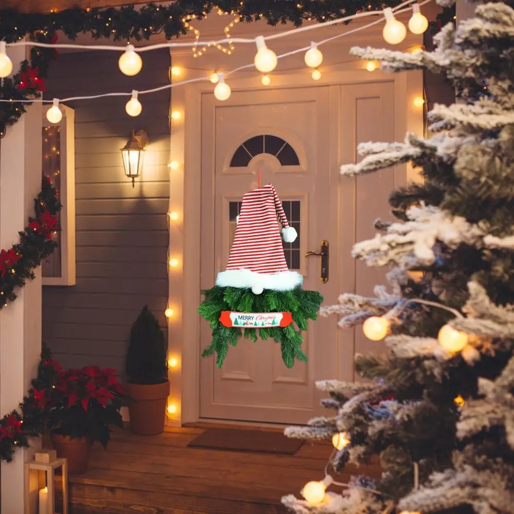 Bright-colored Lovely Merry Christmas Door Pendant Lightweight Christmas Wreath Pendant Striped Hat for Door 
Bright-colored Lovely Merry Christmas Door Pendant Lightweight Christmas Wreath Pendant Striped Hat for Door