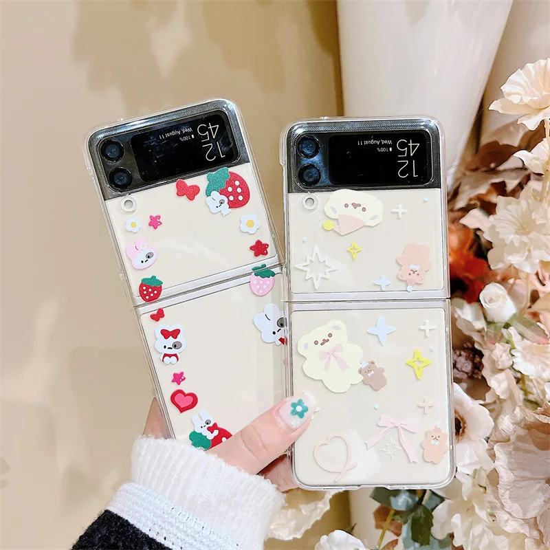 Transparent Strawberry Rabbit Bear Phone Case for Samsung Galaxy Z Flip 3 5G PC Back Cover for ZFlip3 Case Protective Shell
Transparent Strawberry Rabbit Bear Phone Case for Samsung Galaxy Z Flip 3 5G PC Back Cover for ZFlip3 Case Protective Shell