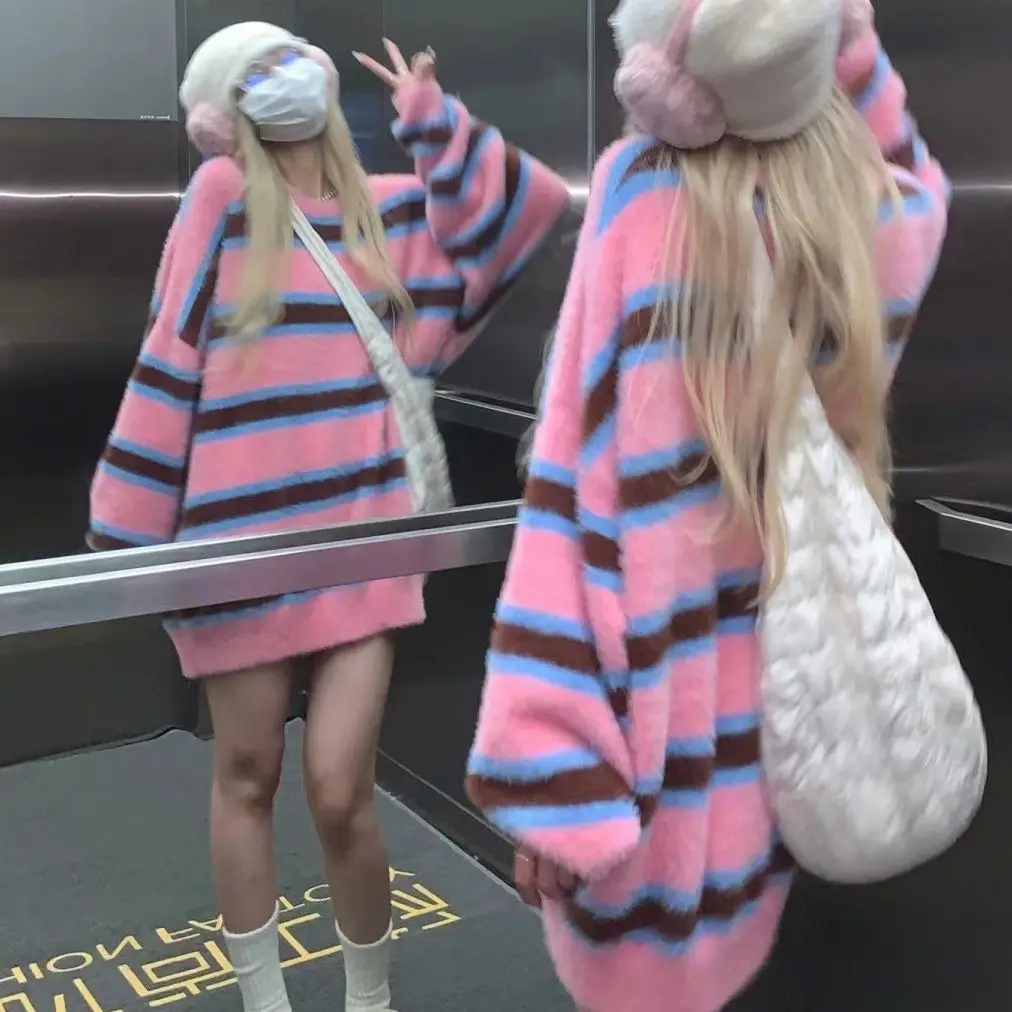 Chaquetas Mink Velvet Striped Sweater Women's Autumn And Winter Gentle Retro Knitwear Pink
Chaquetas Mink Velvet Striped Sweater Women's Autumn And Winter Gentle Retro Knitwear Pink