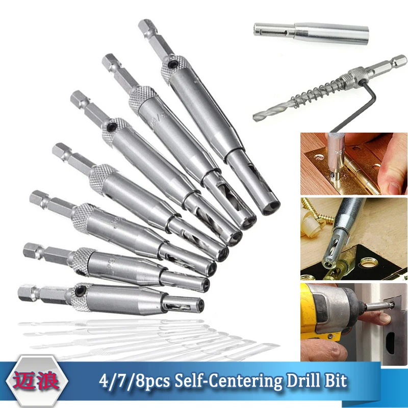 Self Centering Drill Bit Set HSS Door Windows Hinge Tapper Round Hole Core Drill Bit with 6.3mm Hex Shank Woodworking Tools 
Self Centering Drill Bit Set HSS Door Windows Hinge Tapper Round Hole Core Drill Bit with 6.3mm Hex Shank Woodworking Tools