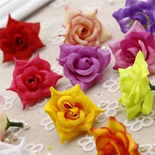 10Pcs 4.5Cm Silk Rose Artificial Flower Head Used For Botany Grass Wall Garland Wedding Bridal Accessories Family New Year Decor