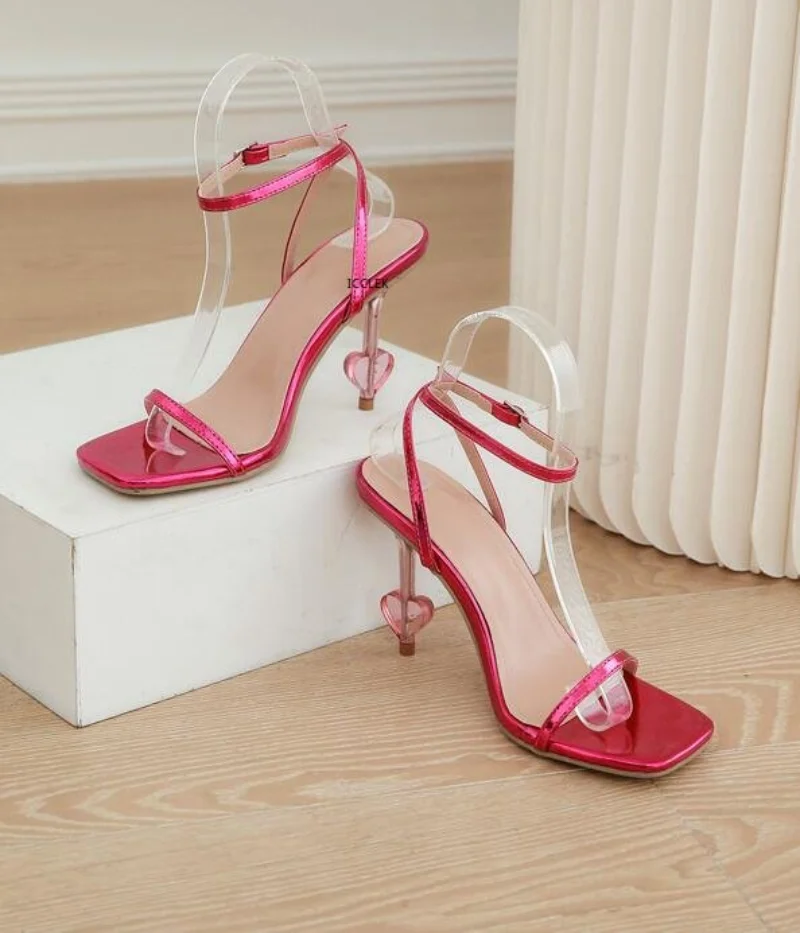 Shoes Women Strange Style Heart Shape Transparent High Heels Ladies Sandals Square Toe Fashion Ankle Buckle Strap Mujer
Shoes Women Strange Style Heart Shape Transparent High Heels Ladies Sandals Square Toe Fashion Ankle Buckle Strap Mujer