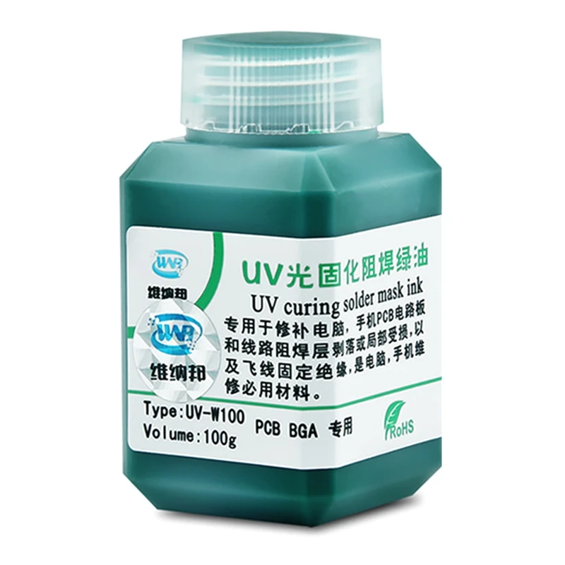 UV Curable Solder Mask Ink 100g Anti-corrosion Curing Mask Ink PCB Circuit Board Portable Green Repair Welding Paint Oil
UV Curable Solder Mask Ink 100g Anti-corrosion Curing Mask Ink PCB Circuit Board Portable Green Repair Welding Paint Oil