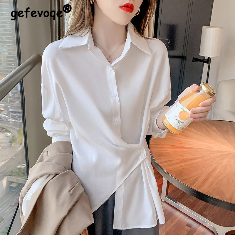 Elegant Chic Asymmetrical Sexy Sweet Shirts for Women Spring Autumn Korean Fashion Street Long Sleeve Blouse Top Female Blusas
Elegant Chic Asymmetrical Sexy Sweet Shirts for Women Spring Autumn Korean Fashion Street Long Sleeve Blouse Top Female Blusas
