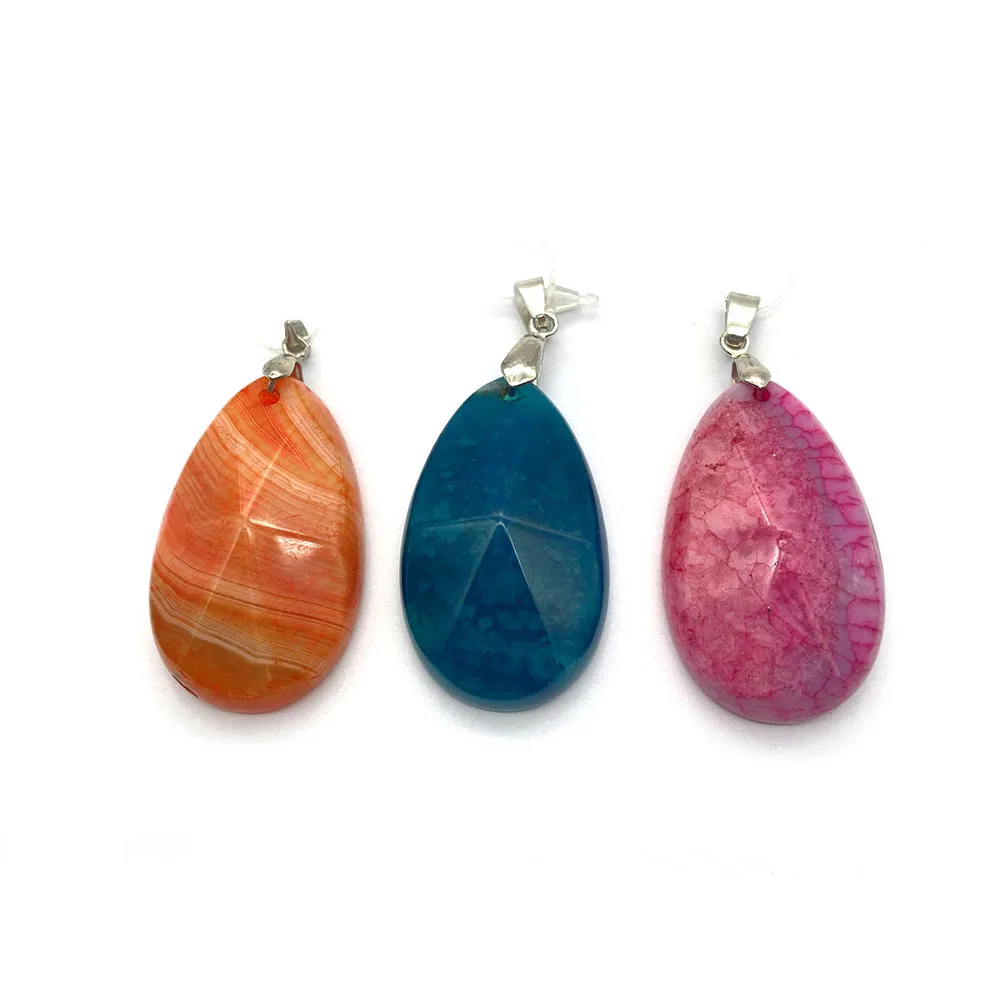 

Natural Stone Agate Pendants for Jewelry Making DIY Earrings Necklace Jewellery Facet Water Drop Shape Agate Charms Accessories