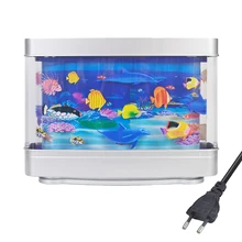 Led Fish Tank Lamp Dynamic Virtual Ocean Dolphin Artificial Tropical Landscape Aquarium Mood Night Light Cute Room Decoration