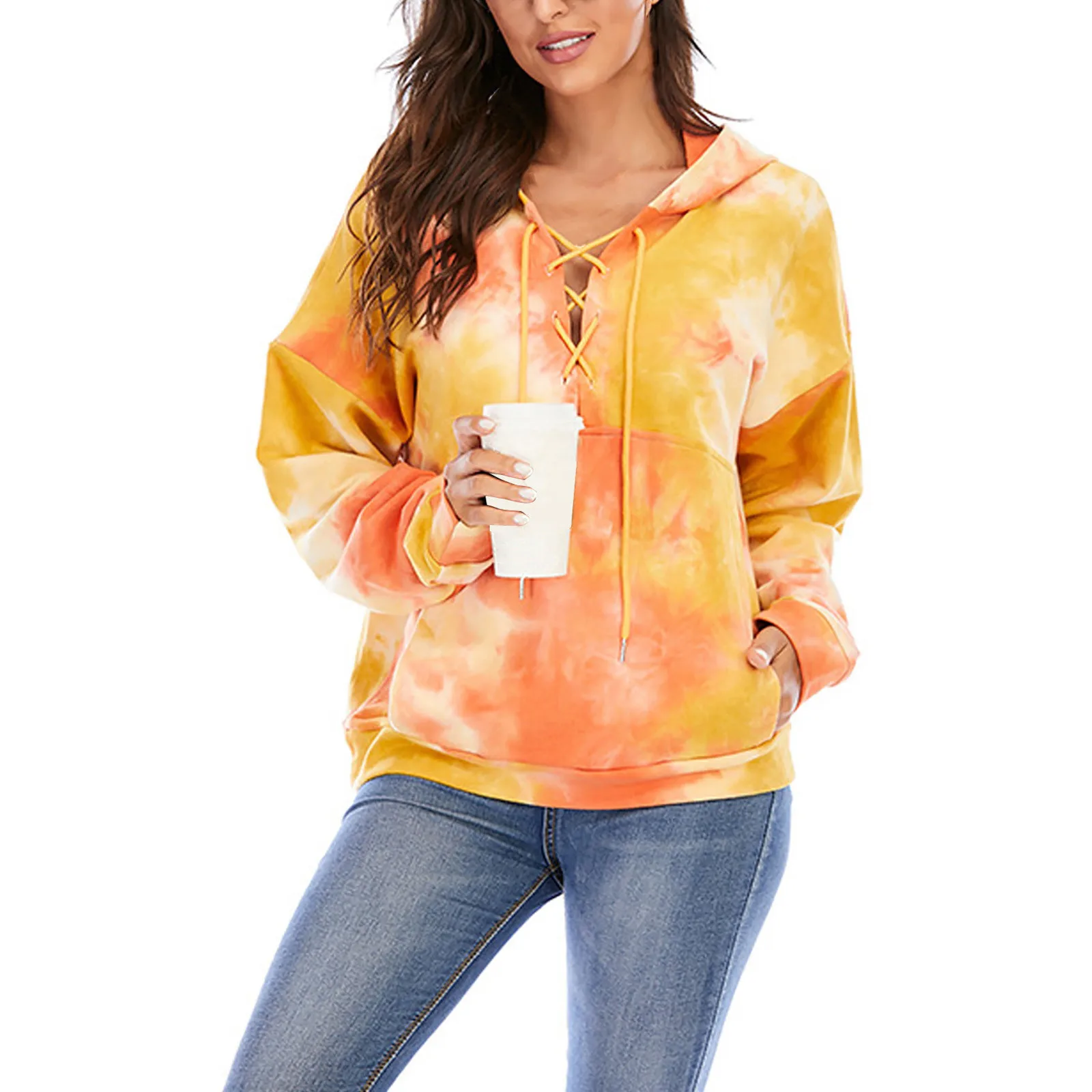 Round Tops Long Collar Sweater Print Blouse Hooded Tie-Dyed Women Sleeve Womens Hooded Sweatshirts Pullover Drawstring Top
Round Tops Long Collar Sweater Print Blouse Hooded Tie-Dyed Women Sleeve Womens Hooded Sweatshirts Pullover Drawstring Top