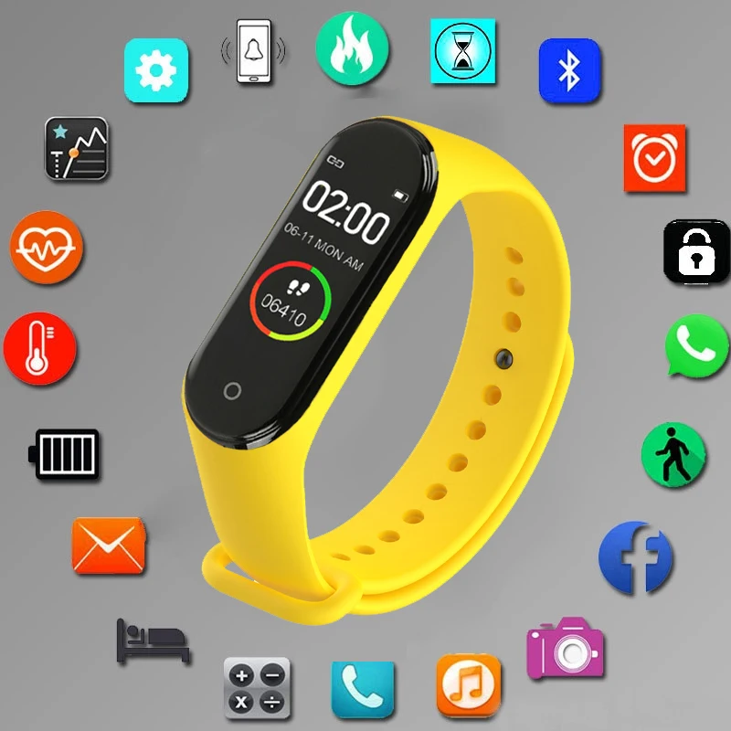 

Умные наручные часы M4 с цветным экраном, смарт-браслет для занятий спортом, бегом, трекером сердечного ритма для детей, мужчин и женщин, часы