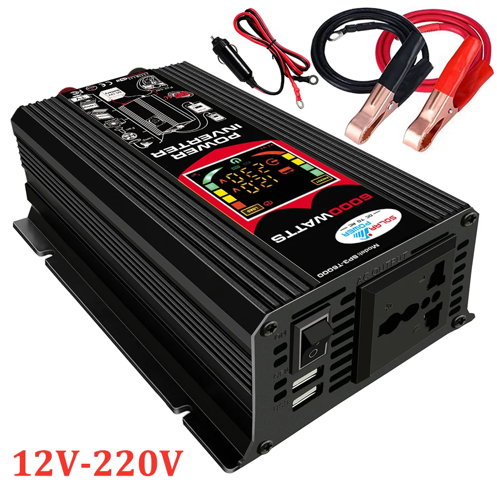 6000W Car Power Inverter LCD Display DC 12V To AC 110/220V Power Converter With Dual USB Ports And AC Outlets Inverter
6000W Car Power Inverter LCD Display DC 12V To AC 110/220V Power Converter With Dual USB Ports And AC Outlets Inverter