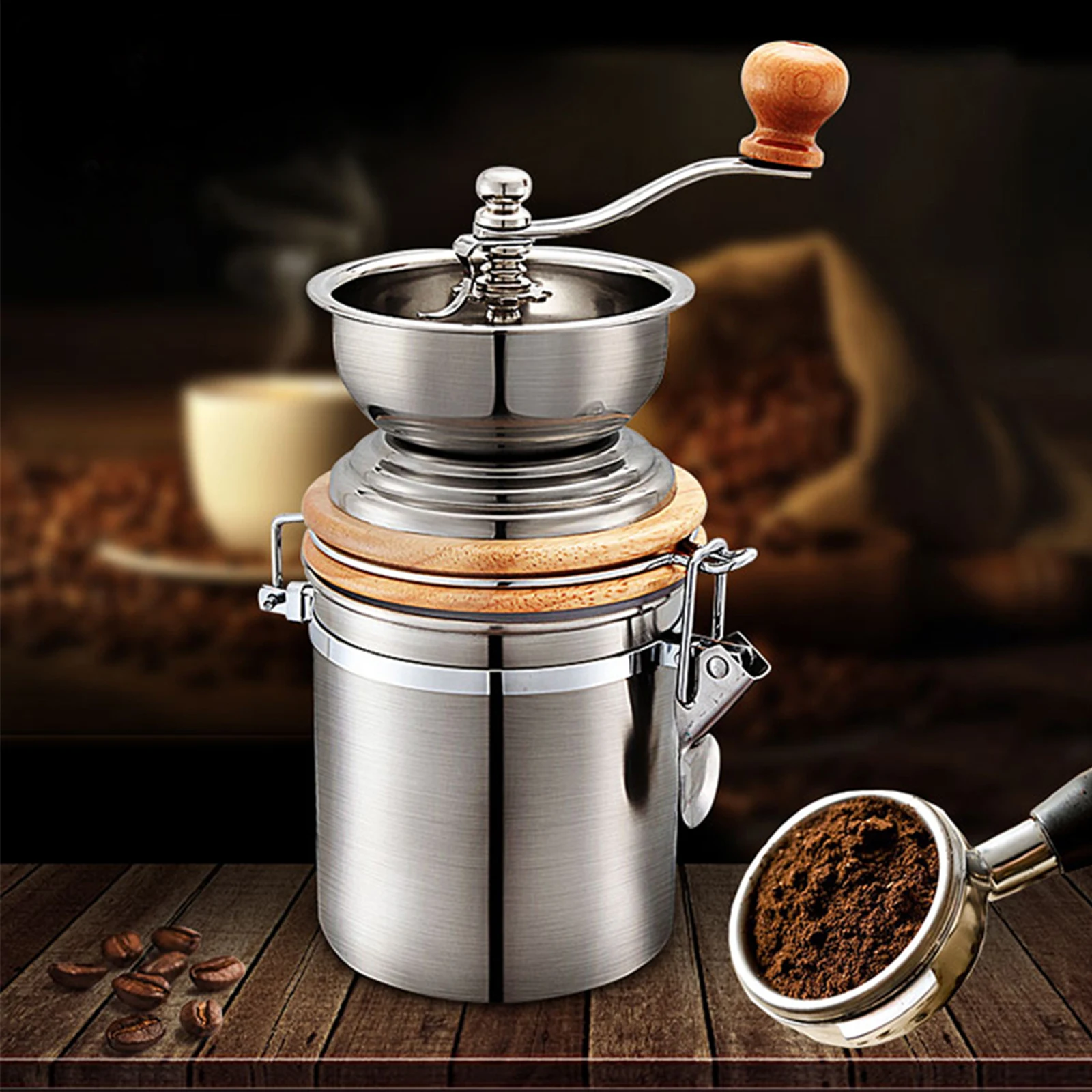 Кофемолка из нержавеющей стали, ручная кофемолка в стиле ретро, для приготовления кофе, специй
Кофемолка из нержавеющей стали, ручная кофемолка в стиле ретро, для приготовления кофе, специй