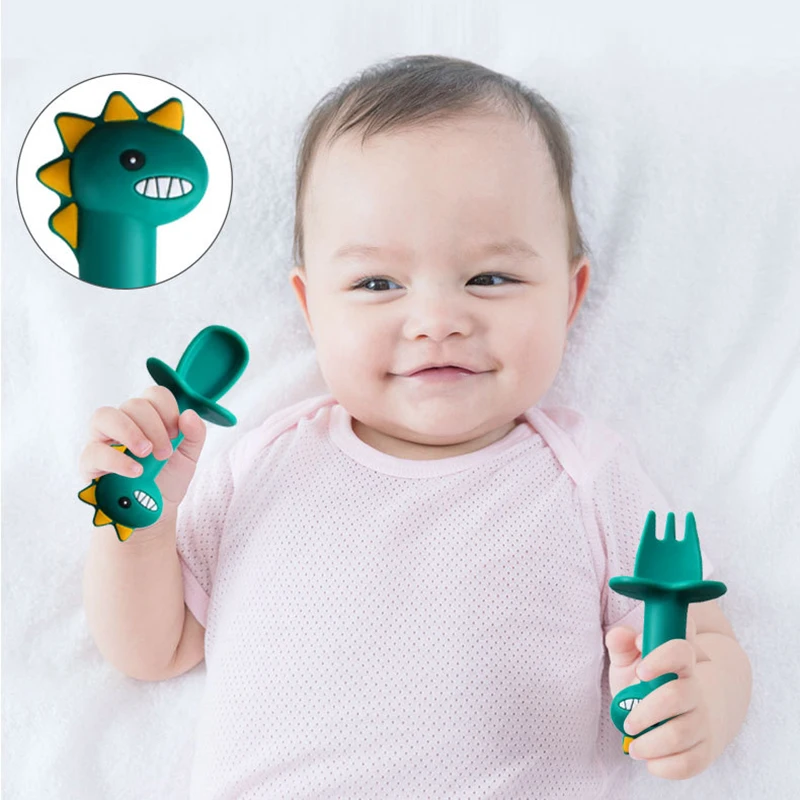 Baby Feeding Spoon Fork Set Silicone Handle Cartoon Dinosaur Tableware Infant Heat-Resistant Stainless Steel Spoon Head Cutlery
Baby Feeding Spoon Fork Set Silicone Handle Cartoon Dinosaur Tableware Infant Heat-Resistant Stainless Steel Spoon Head Cutlery