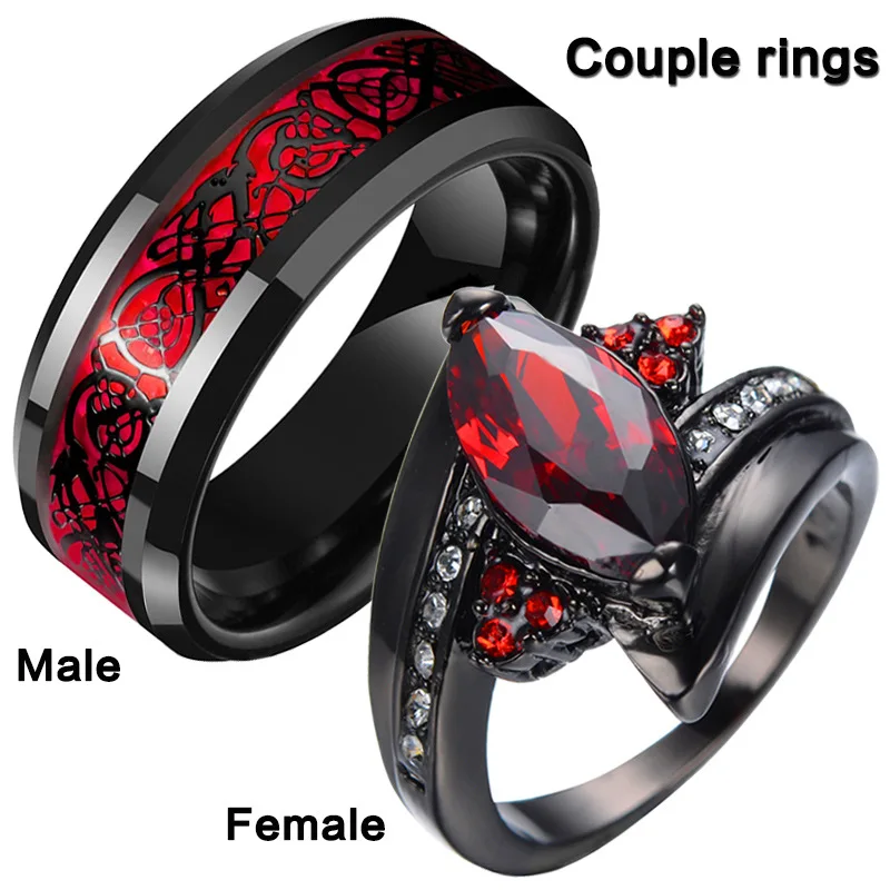 New Marquise Ruby Female Ring Stainless Steel Dragon Pattern Male Ring Couple Fashion Diamond Personality Temperament Ring
New Marquise Ruby Female Ring Stainless Steel Dragon Pattern Male Ring Couple Fashion Diamond Personality Temperament Ring