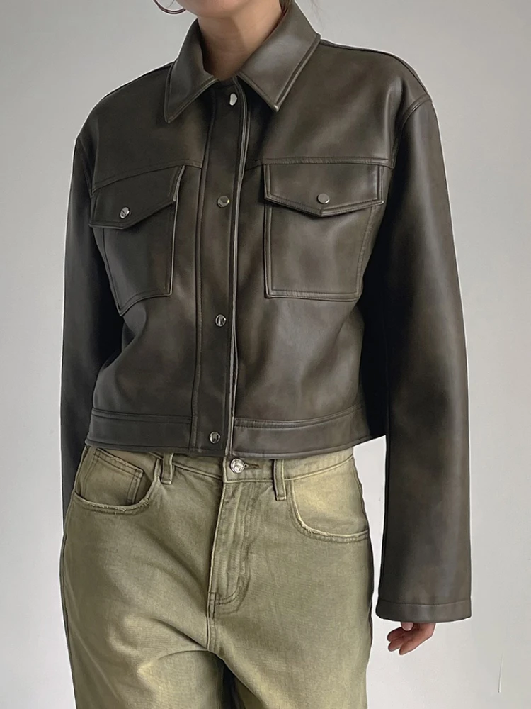 FTLZZ New Spring Autumn Women Streetwear Pu Short Coat Vintage Lapel Single Breasted Faux Leather Jacket Moto Biker Outwear
FTLZZ New Spring Autumn Women Streetwear Pu Short Coat Vintage Lapel Single Breasted Faux Leather Jacket Moto Biker Outwear