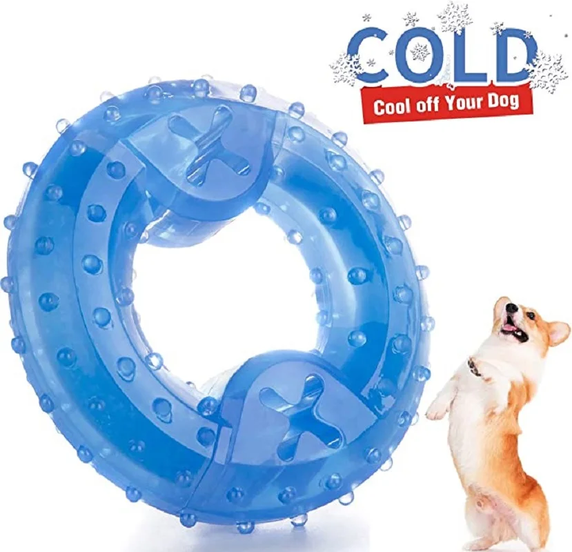 

Dog Cooling Toy Puppy Teething Ring Freeze Dogs Chew Toy for Summer Tough Durable Pet Toys