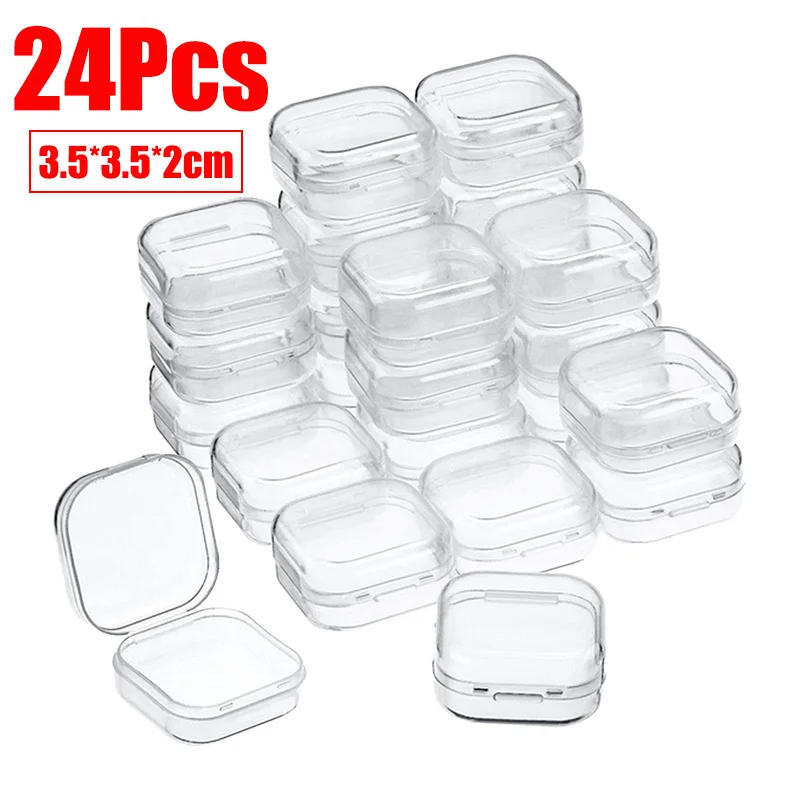 24 шт., прозрачный пластиковый мини-контейнер для хранения 
24 шт., прозрачный пластиковый мини-контейнер для хранения