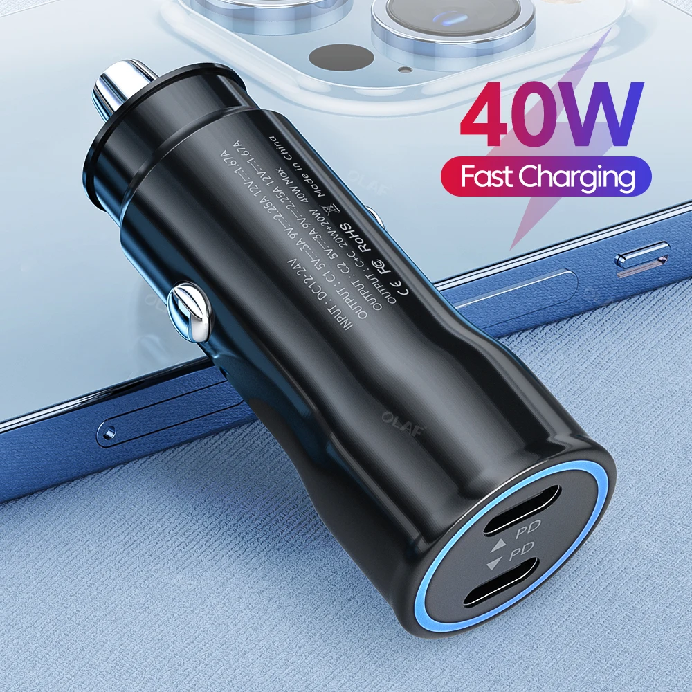 40W PD Car Charger Fast Charging QC3.0 USB C Fast Car Charge Car Phone Charger For iPhone 14 13 12 Pro Max Xiaomi Huawei Samsung
40W PD Car Charger Fast Charging QC3.0 USB C Fast Car Charge Car Phone Charger For iPhone 14 13 12 Pro Max Xiaomi Huawei Samsung