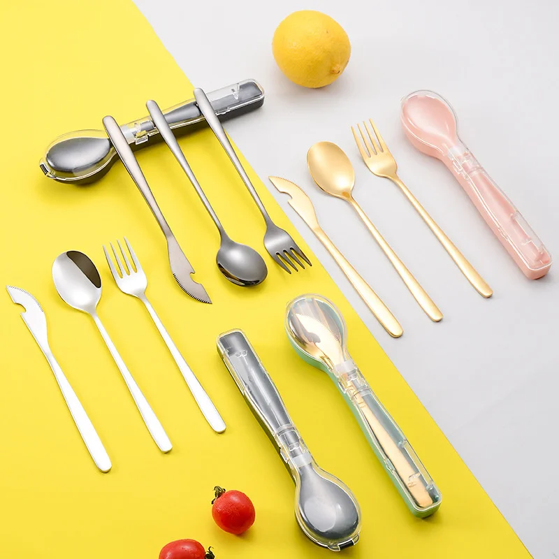 Knife Spoon Fork Bottle Opener Cutlery Set 304 Stainless Steel Lunch Tableware Set With Storage Box Portable Dinnerware Set
Knife Spoon Fork Bottle Opener Cutlery Set 304 Stainless Steel Lunch Tableware Set With Storage Box Portable Dinnerware Set