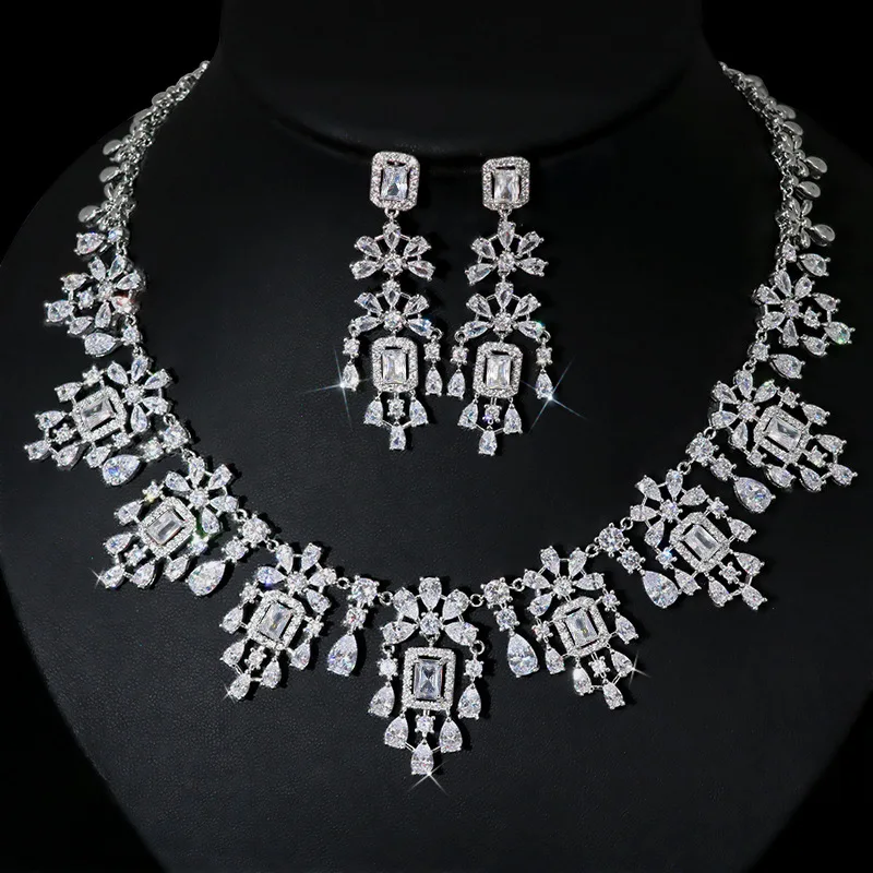 Geometric Water Drop Pendant Necklace Natural Cubic Zirconia Luxury Wedding Bridal Jewelry Set for Banquet Wedding Jewelry Gifts
Geometric Water Drop Pendant Necklace Natural Cubic Zirconia Luxury Wedding Bridal Jewelry Set for Banquet Wedding Jewelry Gifts