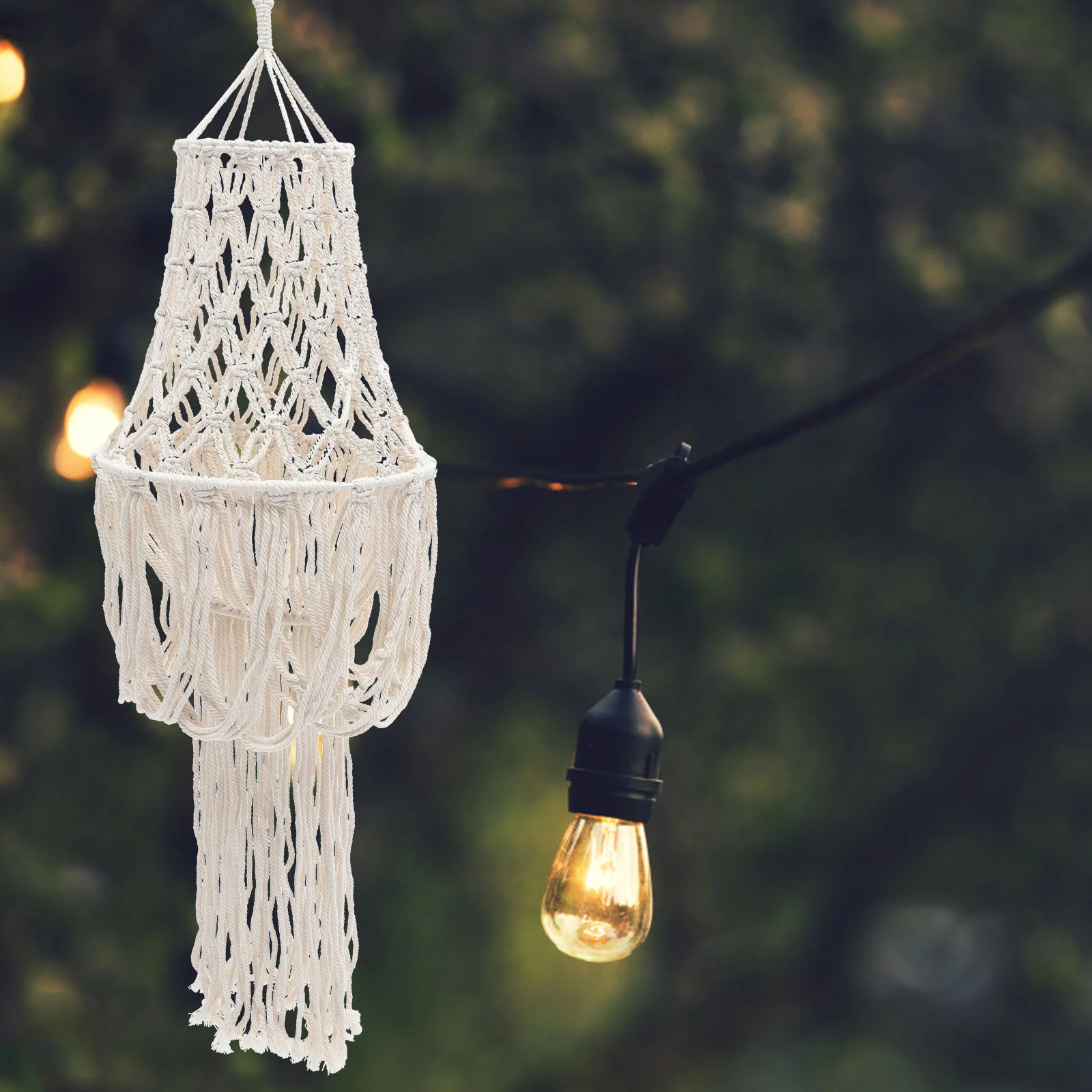 

Decor Fringed Cotton Rope Lampshade Pendant Light Accessories Macrame Hanging Woven Tassel Household Shades