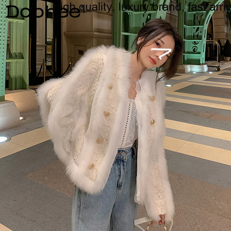 Faus Fox Double-Breasted Fur Coat Women Winter Tweed Stitching Cotton-Padded Female Loose Casual Cardigan Furry Jacket
Faus Fox Double-Breasted Fur Coat Women Winter Tweed Stitching Cotton-Padded Female Loose Casual Cardigan Furry Jacket