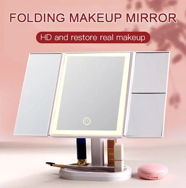1/2/3X Magnifying led makeup mirror desktop folding mirror with lamp led beauty mirror smart three-color light adjustable
1/2/3X Magnifying led makeup mirror desktop folding mirror with lamp led beauty mirror smart three-color light adjustable