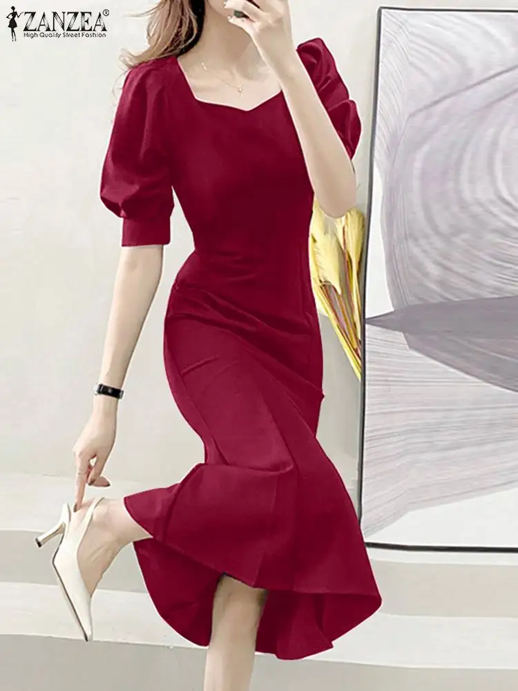 Women Square Collar Mermaid Dresses ZANZEA Sexy Fashion Short Puff Sleeve Midi Sundress Holiday Elegant Waisted Party Long Robe
Women Square Collar Mermaid Dresses ZANZEA Sexy Fashion Short Puff Sleeve Midi Sundress Holiday Elegant Waisted Party Long Robe